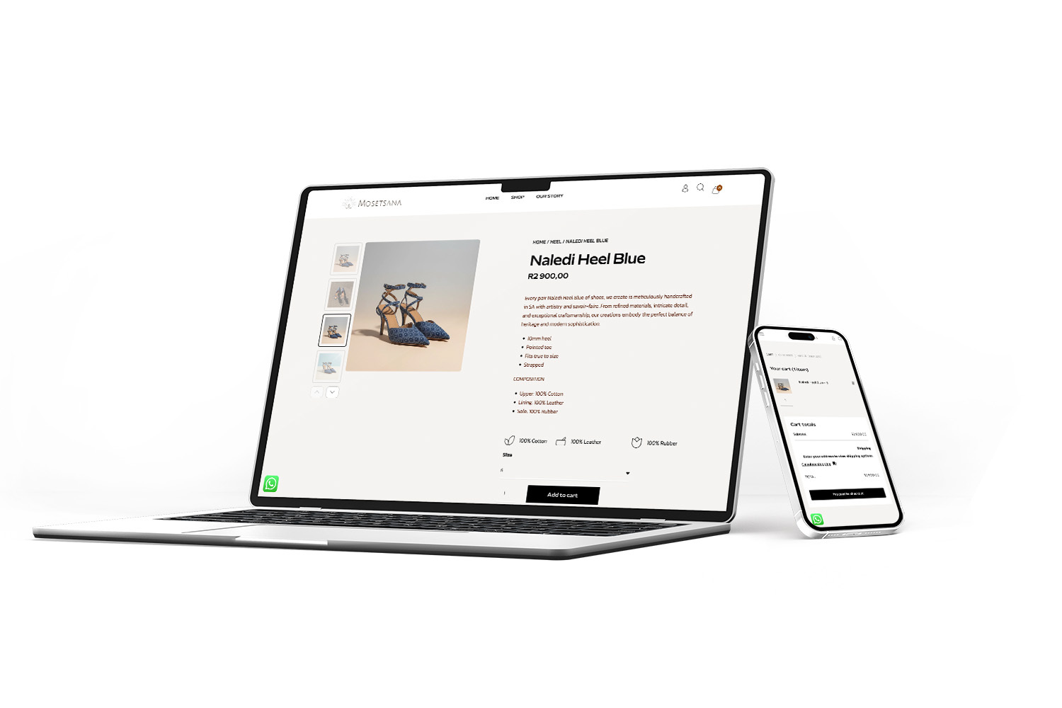 Ecommerce solutions for Premium footwear & Logo design Mosetsana
