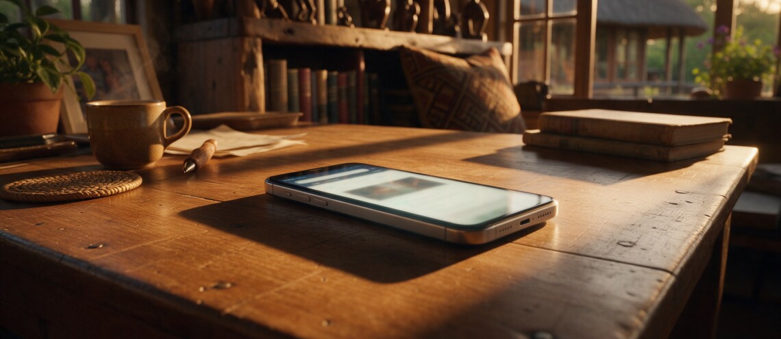 Smartphone website preview in warm light — mobile testing checklist for AI-built South African business sites — Dsignr Digital