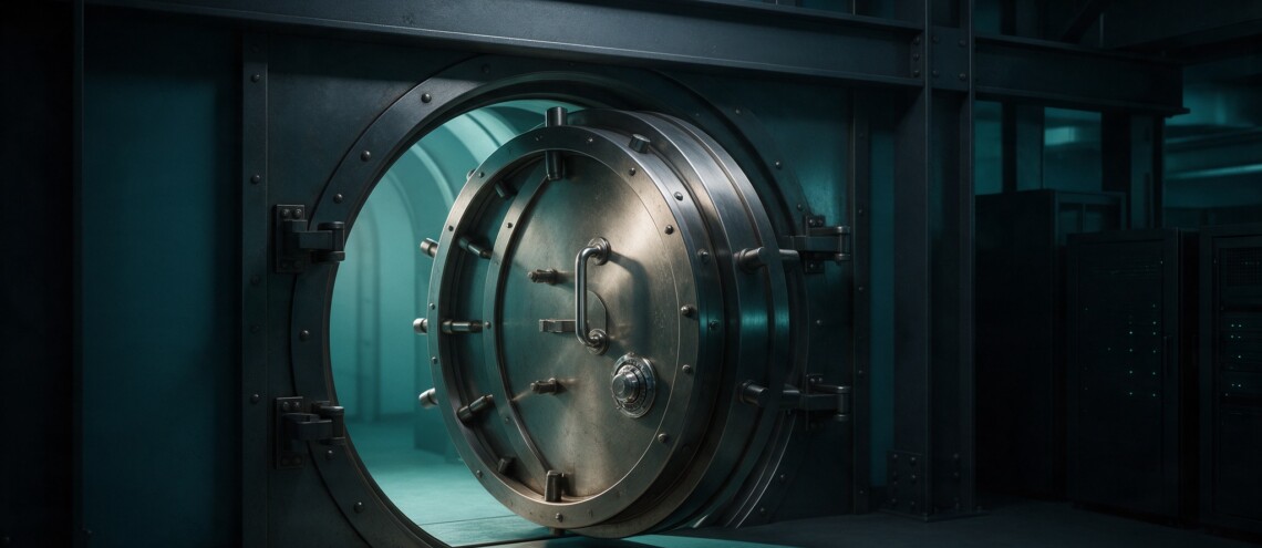 Nested steel vault doors with soft light inside, metaphor for tested offsite WordPress backups — Dsignr Digital