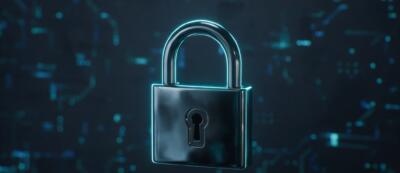 Cinematic padlock with teal rim light on charcoal, symbolising WordPress security hardening for a business site in 2026 — Dsignr Digital