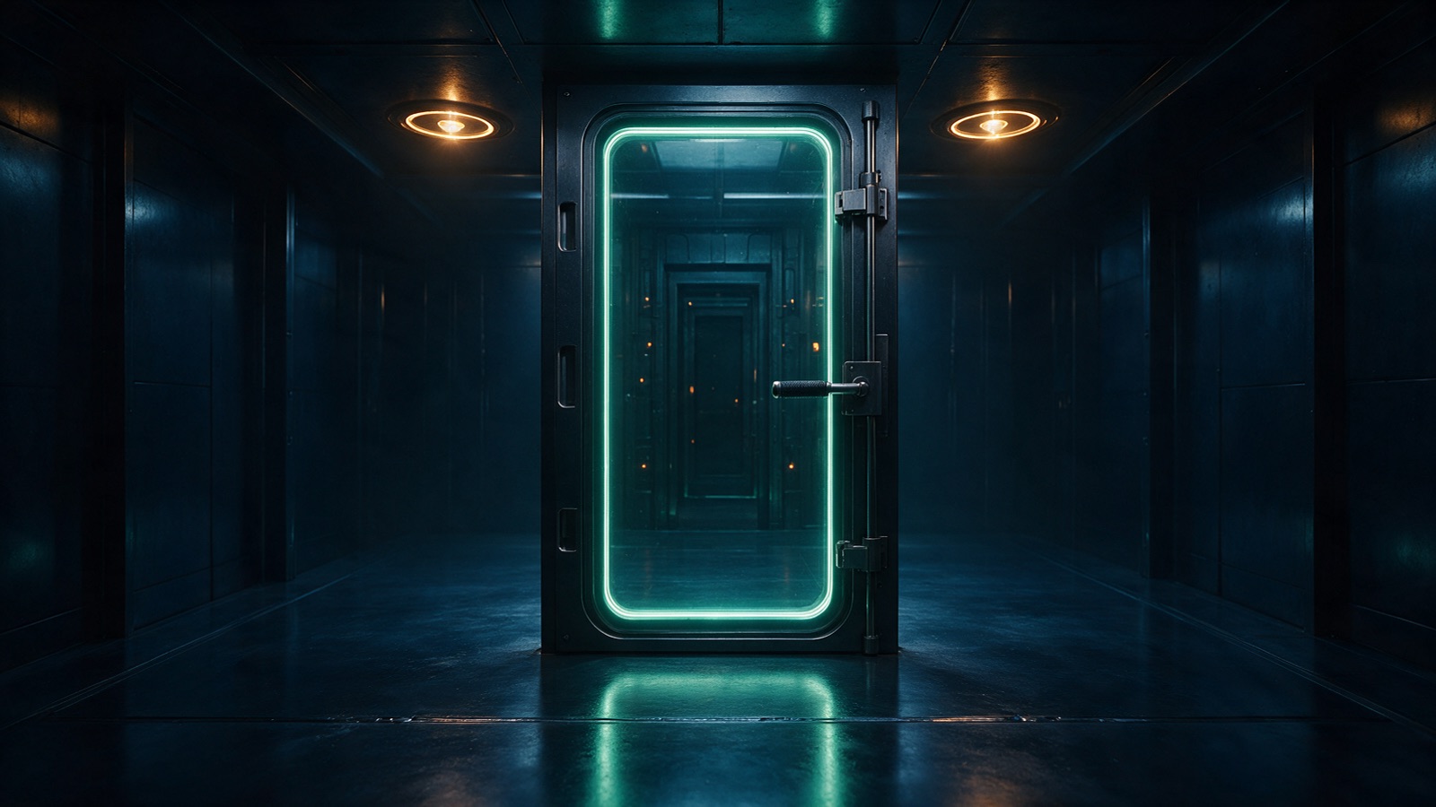 POPIA and accessibility on a corporate website A glass vault door sealed with a ring of teal light — POPIA and accessibility as corporate website risk — Dsignr Digital