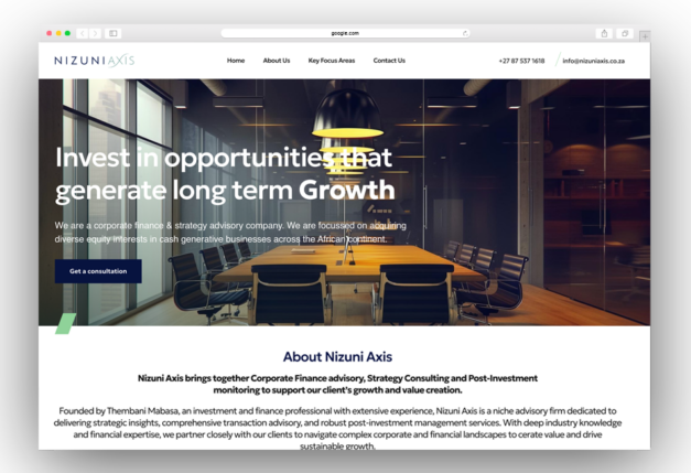 Dsignr Digital | Web design solutions for corporate finance & strategy advisory company Nizuni Axis